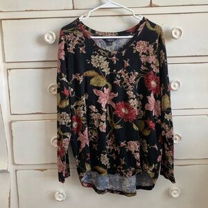 Well Worn Black Floral Long Sleeve Top
